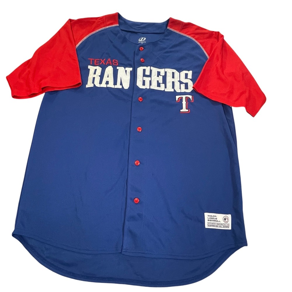 Texas Rangers MLB Baseball Jersey Dynasty Series Blue Red Mens XL New With Tags